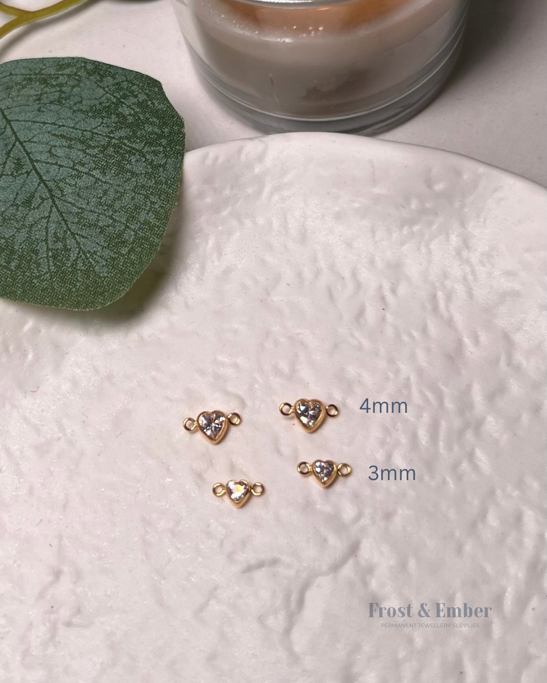 Crystal Heart Connector 4mm - 14k Gold Filled