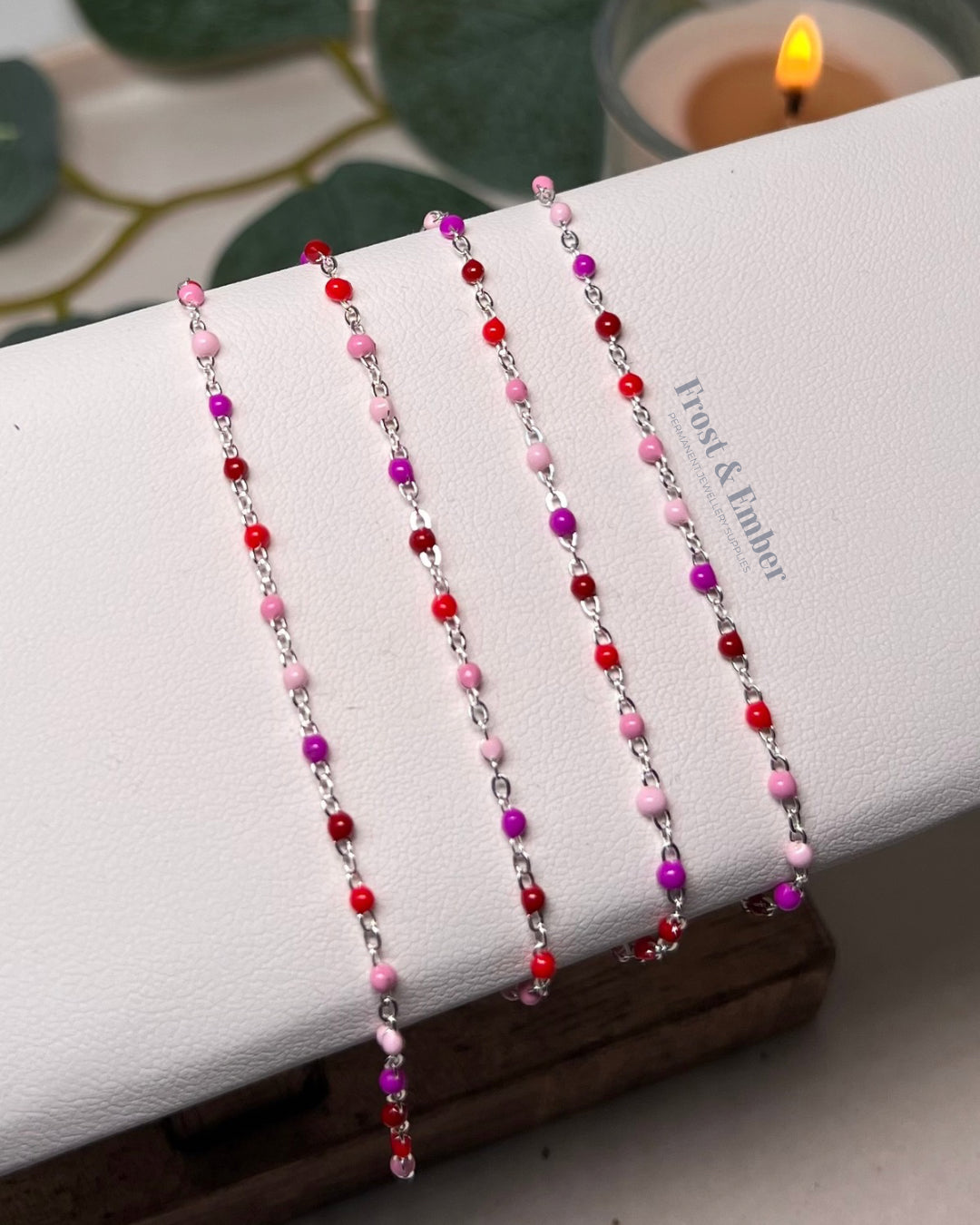 "Rosé Twist" Enamel 925 Sterling Silver Chain 1.5mm